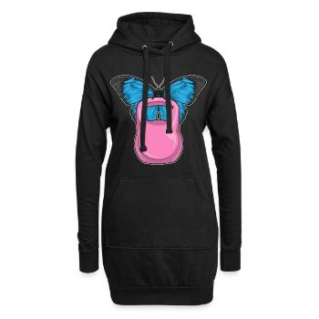 Bodybuilding papillon avec haltères - Sweat-shirt à capuche long Femme - noir - Devant