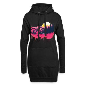 VTT vintage - Sweat-shirt à capuche long Femme - noir - Devant