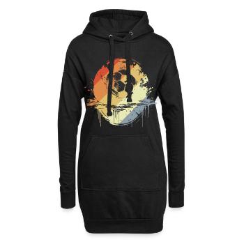 Retro Fußball Grafik - Hoodie-Kleid - Schwarz - Vorne