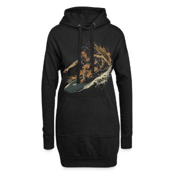 Surferin Grafik - Hoodie-Kleid - Schwarz - Vorne