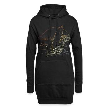 Surf Croquis Rétro - Sweat-shirt à capuche long Femme - noir - Devant