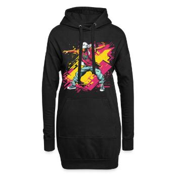 Breakdancer Graffiti - Hoodie-Kleid - Schwarz - Vorne