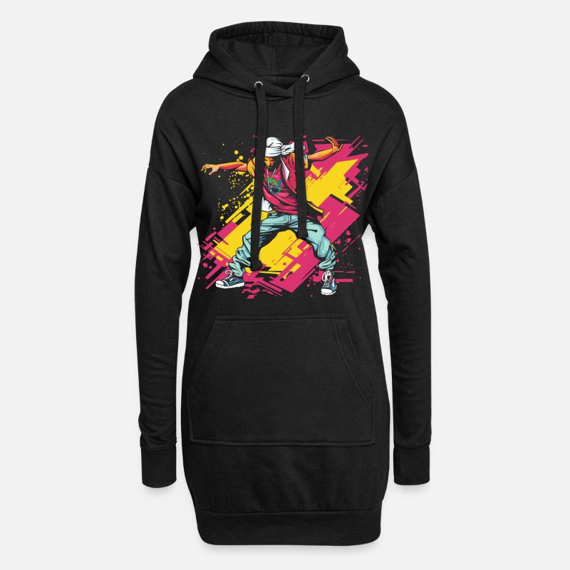 Breakdancer Graffiti - Sweat-shirt à capuche long Femme - noir