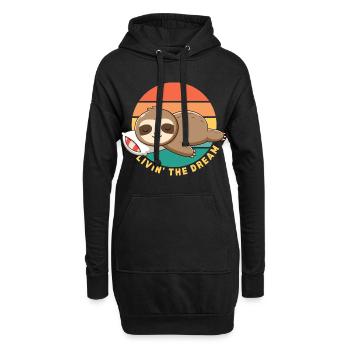 Lustig Glücklich Faul Schlaf Faultier Lebt Den Traum - Hoodie-Kleid - Schwarz - Vorne