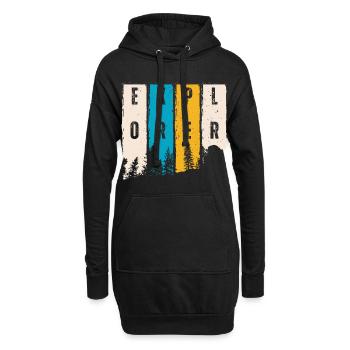Entdecker Wald Bäume Silhouette - Hoodie-Kleid - Schwarz - Vorne