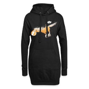 Pferd Mit Rollschuh Fährt Wortspiel Pferdefreunde - Hoodie-Kleid - Schwarz - Vorne