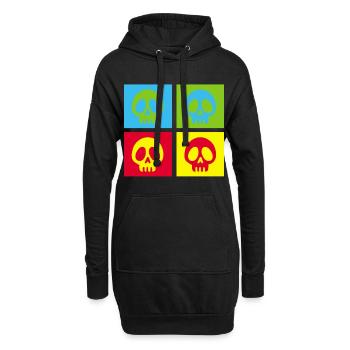 Pop-Art-Manga-Totenkopf - Hoodie-Kleid - Schwarz - Vorne