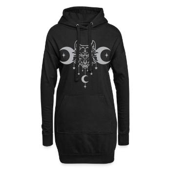 Loup de la Lune Wicca - couleur personnalisable - Sweat-shirt à capuche long Femme - noir - Devant