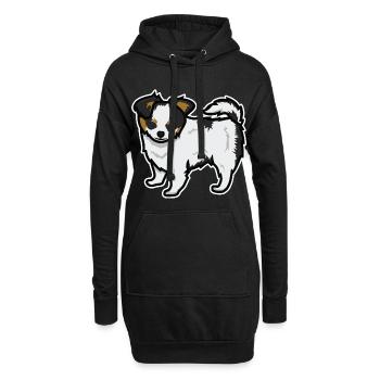 Hund Zeichnung - Hoodie-Kleid - Schwarz - Vorne