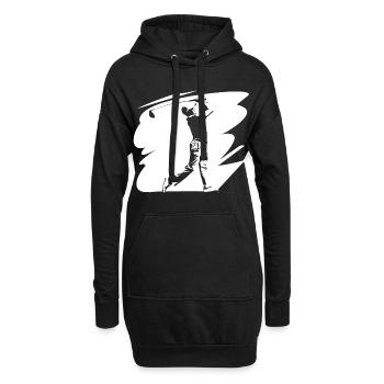 Golfer Skizze - Hoodie-Kleid - Schwarz - Vorne