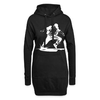 B-Boy Skizze - Hoodie-Kleid - Schwarz - Vorne