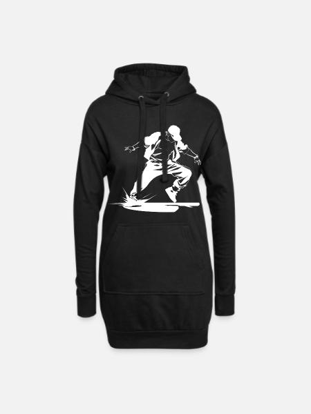 B-Boy Skizze - Hoodie-Kleid - Schwarz