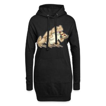 Frosch Pizza - Hoodie-Kleid - Schwarz - Vorne