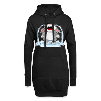 Lapin triste - Sweat-shirt à capuche long Femme - noir - Devant