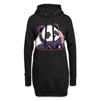 Dessin animé mignon d’un panda endormi - Design adorable - Sweat-shirt à capuche long Femme - noir - Devant