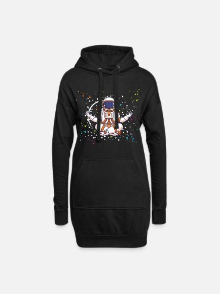Yoga Astronaut meditiert im Sternenhimmel - Hoodie-Kleid - Schwarz