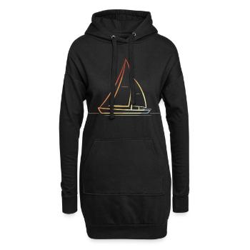Segelboot Line Art Vintage - Hoodie-Kleid - Schwarz - Vorne