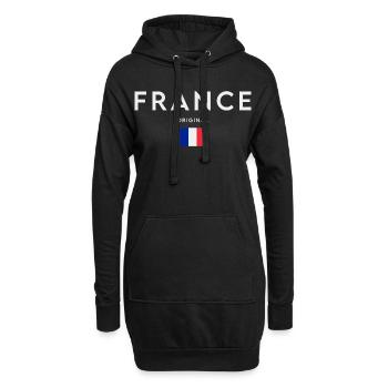 Drapeau de la France, fierté française - Sweat-shirt à capuche long Femme - noir - Devant