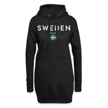 Flagge von Schweden, schwedischer Stolz - Hoodie-Kleid - Schwarz - Vorne