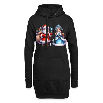 Ded Moroz Snegurotschka russischer Weihnachtsmann - Hoodie-Kleid - Schwarz - Vorne