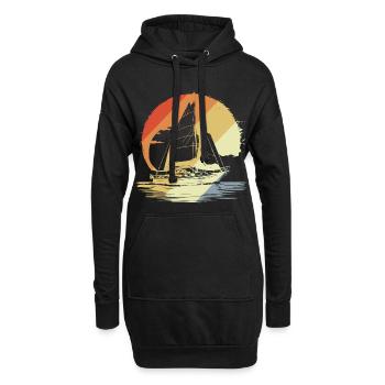 Vintage Segeln Skizze - Hoodie-Kleid - Schwarz - Vorne
