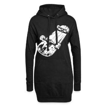 Dessin de planche à roulettes - Sweat-shirt à capuche long Femme - noir - Devant