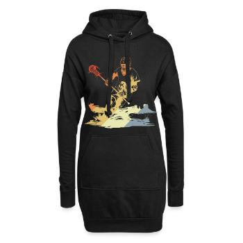 Vintage Lacrosse Spieler - Hoodie-Kleid - Schwarz - Vorne