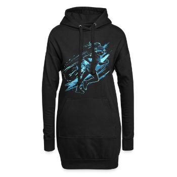 Läuferin Grafik - Hoodie-Kleid - Schwarz - Vorne