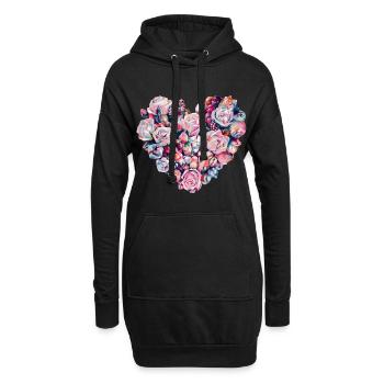 Heart of Roses Romantisches Herz Valentinstag - Hoodie-Kleid - Schwarz - Vorne