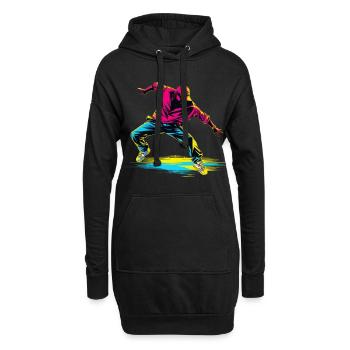 Breakdance Retrowave - Hoodie-Kleid - Schwarz - Vorne