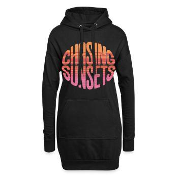 Chasing Sunsets Retro Sunset Typografie - Hoodie-Kleid - Schwarz - Vorne