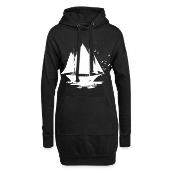 Segelschiff Skizze - Hoodie-Kleid - Schwarz - Vorne