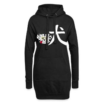 Chien manga (blanc) - Sweat-shirt à capuche long Femme - noir - Devant