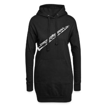 Dessin de flûte traversière - Sweat-shirt à capuche long Femme - noir - Devant