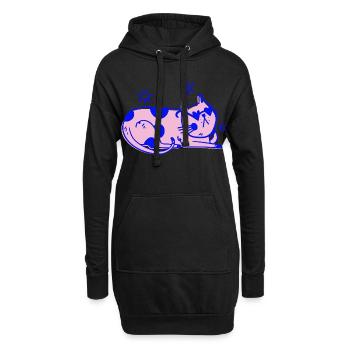 Chat élégant – Ambiance rétro détendue - Sweat-shirt à capuche long Femme - noir - Devant