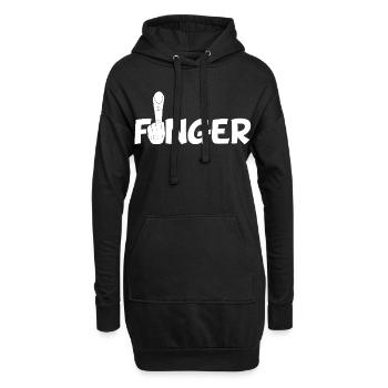 Le doigt (blanc) - Sweat-shirt à capuche long Femme - noir - Devant