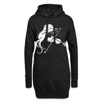 Geige Mädchen Zeichnung - Hoodie-Kleid - Schwarz - Vorne