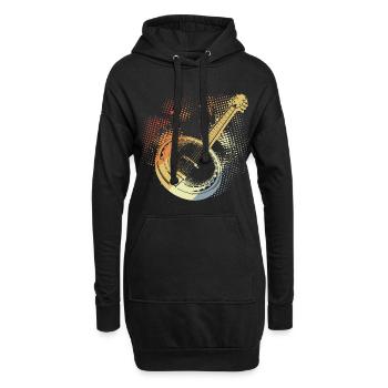 Banjo Drawing Retro - Hoodie Dress - black - Front