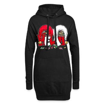 Karneval Kostüm Helau Karnevalszeit Kostüm - Hoodie-Kleid - Schwarz - Vorne