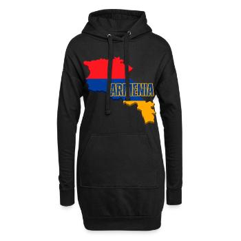 Drapeau de l’Arménie, Carte du drapeau de l’Arménie, Drapeau de l’Arménie - Sweat-shirt à capuche long Femme - noir - Devant