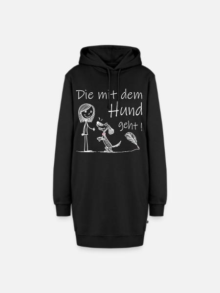 Die mit dem Hund geht ! - Hoodie-Kleid - Schwarz