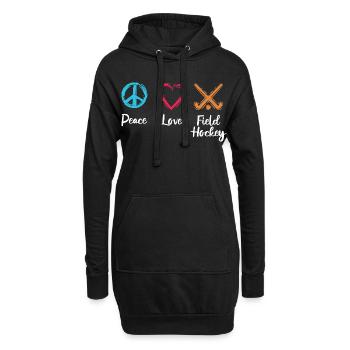 Frieden Liebe Feldhockey - Hoodie-Kleid - Schwarz - Vorne