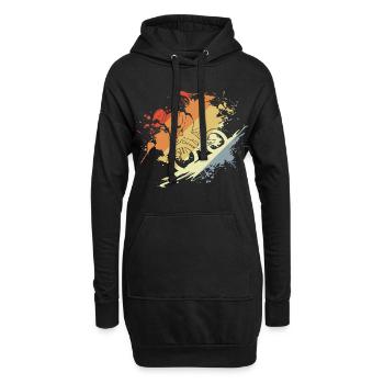 Mountainbiking Skizze Retro - Hoodie-Kleid - Schwarz - Vorne