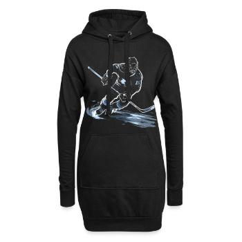 Eishockeyspieler Zeichnung - Hoodie-Kleid - Schwarz - Vorne