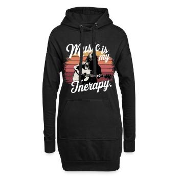 Music is My Therapy Notenschlüssel Musikfans und - Hoodie-Kleid - Schwarz - Vorne
