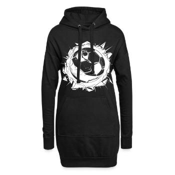 Fußball Zeichnung - Hoodie-Kleid - Schwarz - Vorne