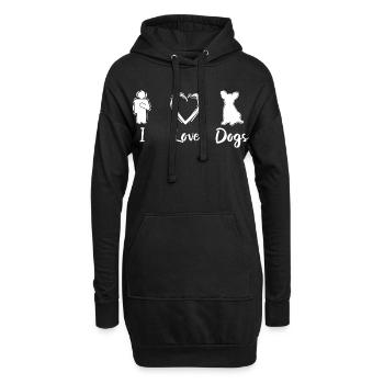 I Love Dogs - Hoodie-Kleid - Schwarz - Vorne