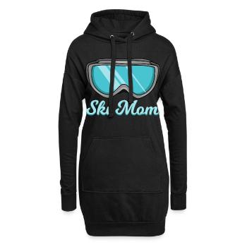 Maman skieuse - Sweat-shirt à capuche long Femme - noir - Devant
