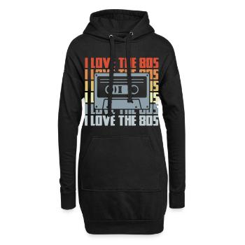 80er Jahre Liebhaber - Hoodie-Kleid - Schwarz - Vorne
