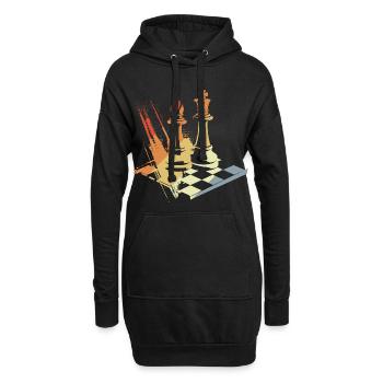 Vintage Schach - Hoodie-Kleid - Schwarz - Vorne